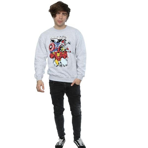 Marvel Herr Tröja med seriefigurer S Heather Grey Heather Grey S