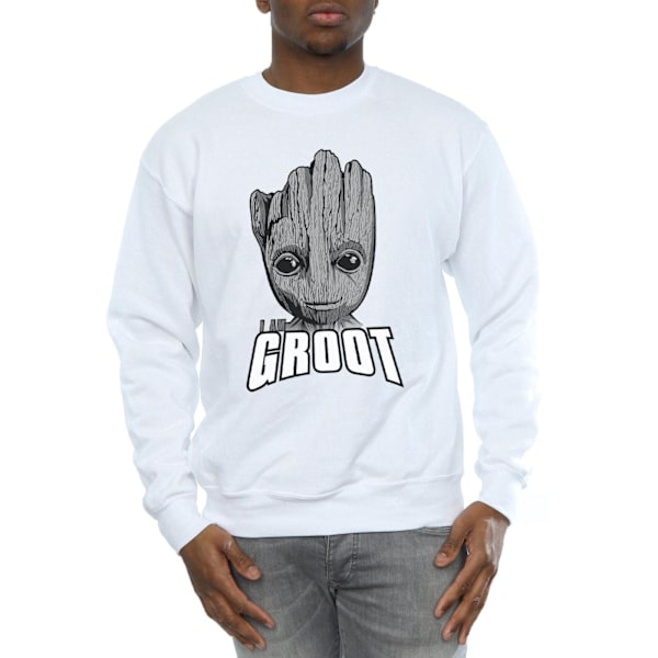 Marvel Herr Guardians Of The Galaxy Groot Ansikte Sweatshirt M Vit White M
