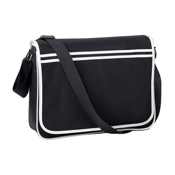 Bagbase Retro Messenger Bag One Size Svart/Vit Black/White One Size