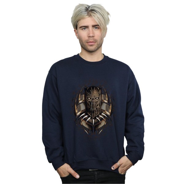 Marvel Herr Black Panther Gold Killmonger Sweatshirt XL Navy Bl Navy Blue XL