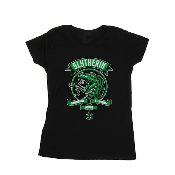 Harry Potter Dam/Kvinnor Slytherin Toon Crest Bomull T-shirt Black S