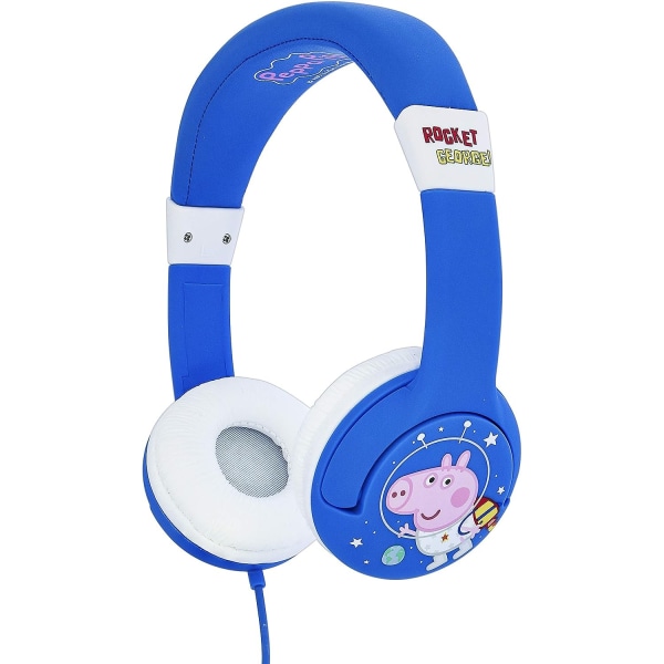 Greta Gris barn/barn Rocket George Pig On-Ear hörlurar på Blue/White One Size