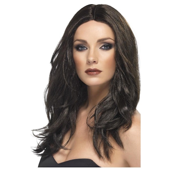 Smiffys Dam/Kvinnor Superstar Peruk One Size Mörkbrun Dark Brown One Size