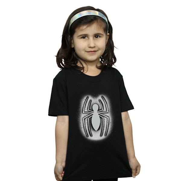 Marvel Girls Spider-Man Graffiti Logo Bomull T-shirt 7-8 år Black 7-8 Years