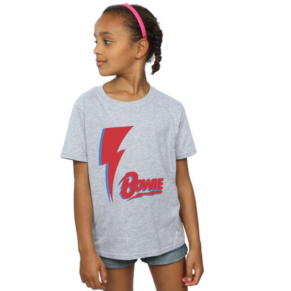 David Bowie Girls Red Bolt Bomull T-shirt 7-8 år Sports Grey Sports Grey 7-8 Years