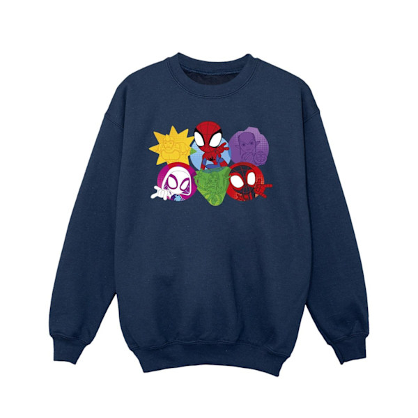 Marvel Girls Spidey And His Amazing Friends Faces Sweatshirt 5- Navy Blue 5-6 Years