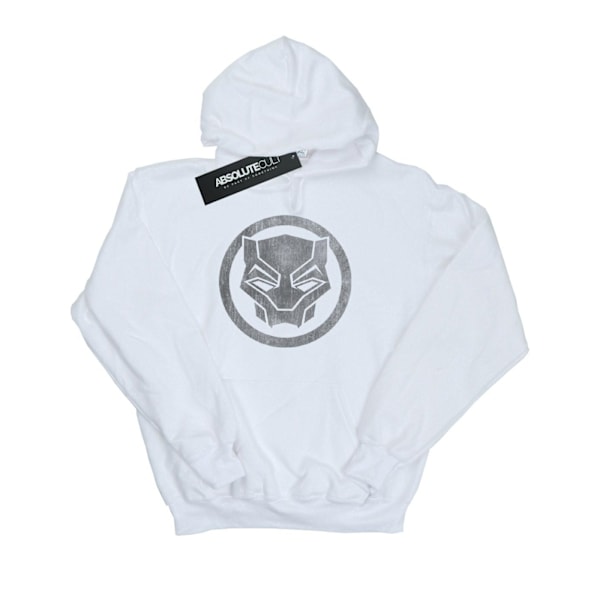 Marvel Boys Black Panther Distressed Icon Hoodie 12-13 år Vit White 12-13 Years