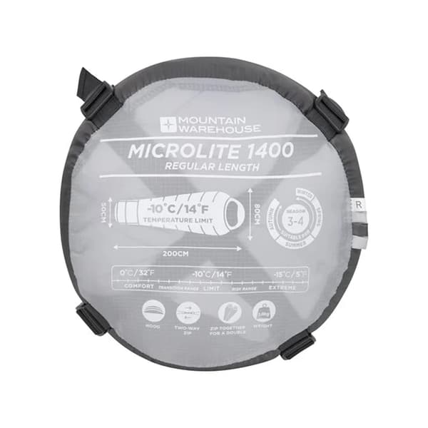 Mountain Warehouse Vänster Dragkedja Microlite 1400 Vinter Mumie Sovsäck Dark Grey 200cm
