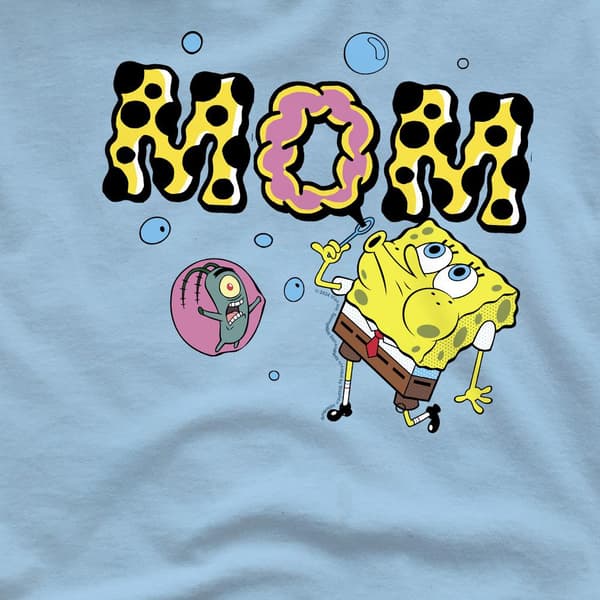 SpongeBob SquarePants Herr Mom Bubbles Mors Dag T-shirt L Li Light Blue L