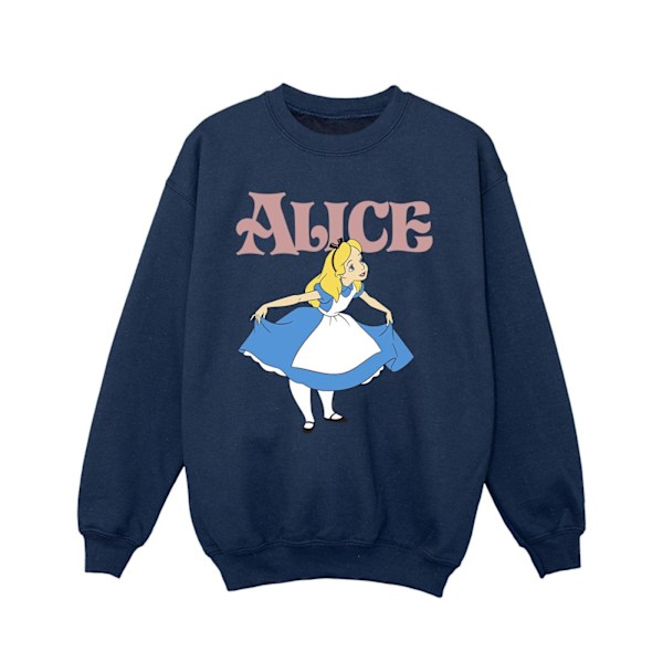 Disney Girls Alice In Wonderland Take A Bow Sweatshirt 9-11 Yea Navy Blue 9-11 Years