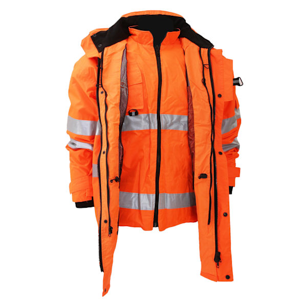 Yoko Hi Vis Multi-Function Andningsbar & Vattentät 7-i-1 Jacka Hi Vis Orange L