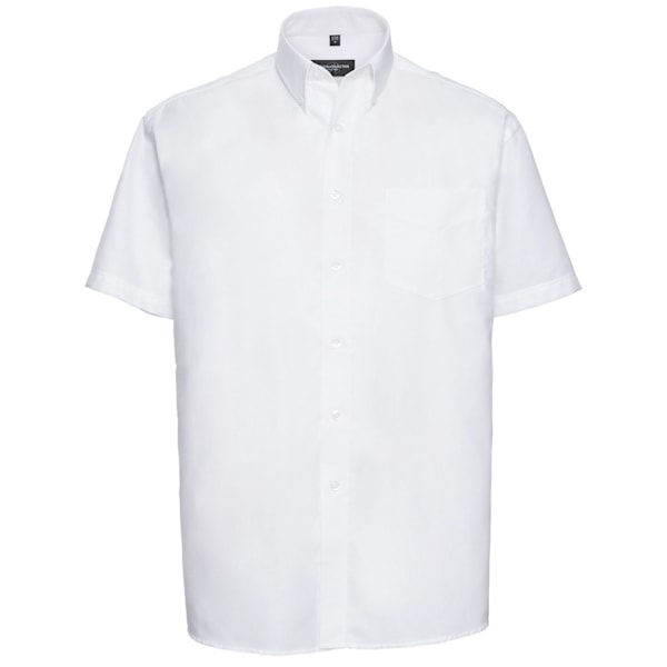 Russell Collection Herr Oxford Easy-Care Kortärmad Skjorta 14 White 14.5in