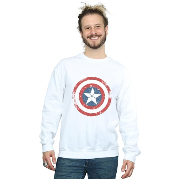 Marvel Herr Captain America Civil War Distressed Shield Sweatshirt White XXL