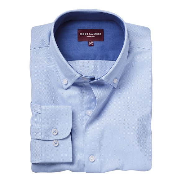 Brook Taverner Herr Toronto Långärmad Oxford Skjorta 18 UK Sky Sky Blue 18 UK