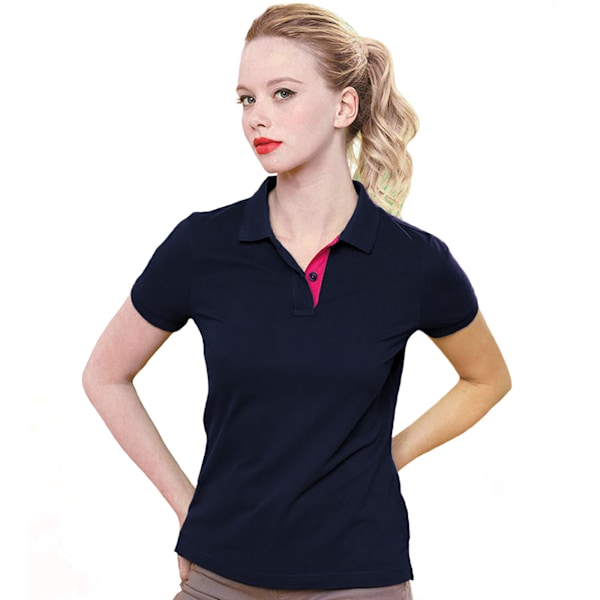 Asquith & Fox Dam/Dam Short Sleeve Contrast Polo Shirt L Navy/ Red L