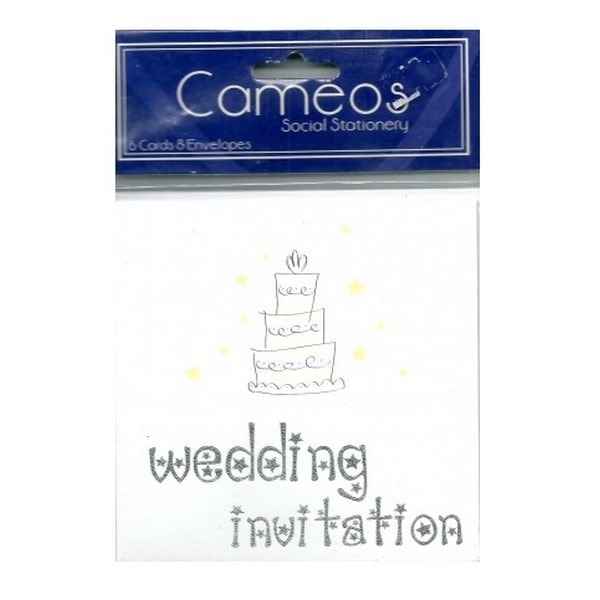 Cameos Cake Bröllopsinbjudan (6-pack) One Size Vit/Silver White/Silver One Size