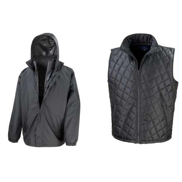 Resultat Herr Core 3-i-1 Jacka med Quiltad Bodywarmer Jacka S Black S