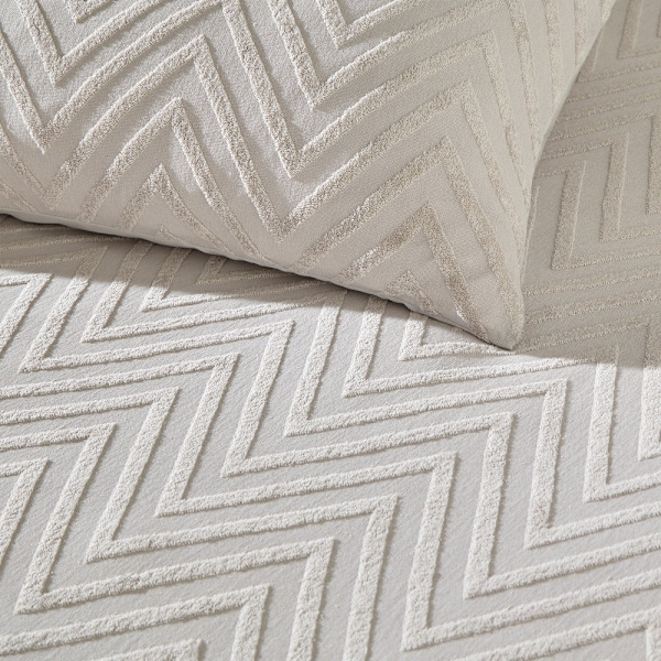 The Linen Yard Tufted Chevron Påslakan Set Singel Stone Stone Single