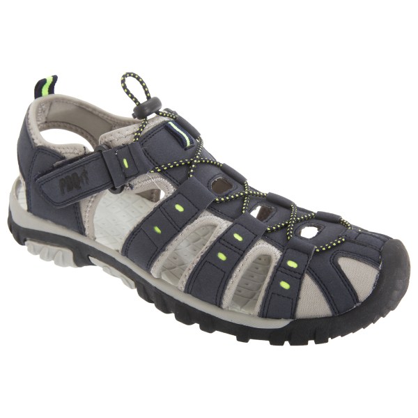 PDQ Mens Toggle & Touch Fastening Synthetic Nubuck Trail Sandal Navy Blue/Lime 10 UK