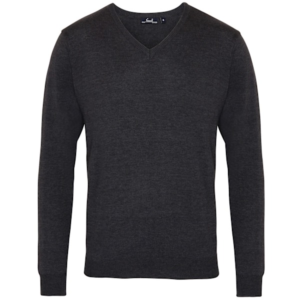 Premier Herr V-Hals Stickad Tröja 4XL Kolgrå Charcoal 4XL