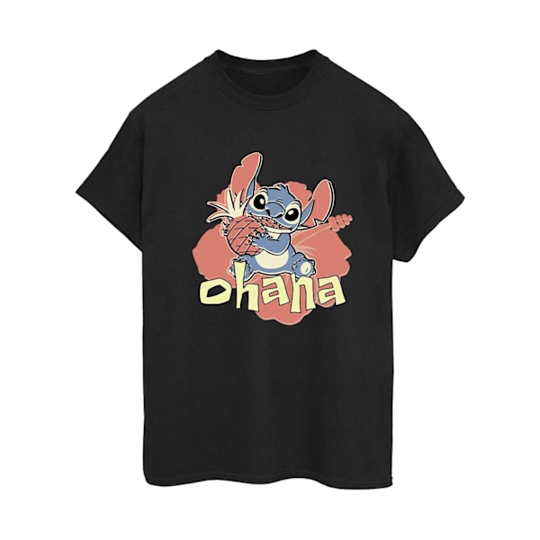 Disney Dam/Damer Lilo Och Stitch Ohana Ananas Bomull Pojkvän Black S