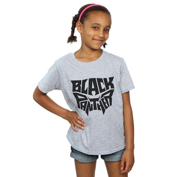 Marvel Girls Black Panther Worded Emblem Bomull T-shirt 5-6 år Sports Grey 5-6 Years