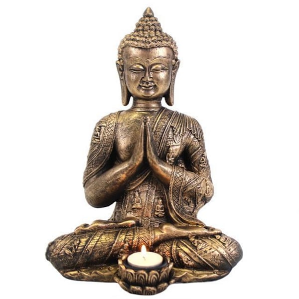 Något Annorlunda Stor Buddha Tealight Hållare En Storlek Guld Gold One Size