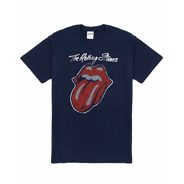 The Rolling Stones T-shirt med tunglogotyp för män, marinblå, storlek S Navy S