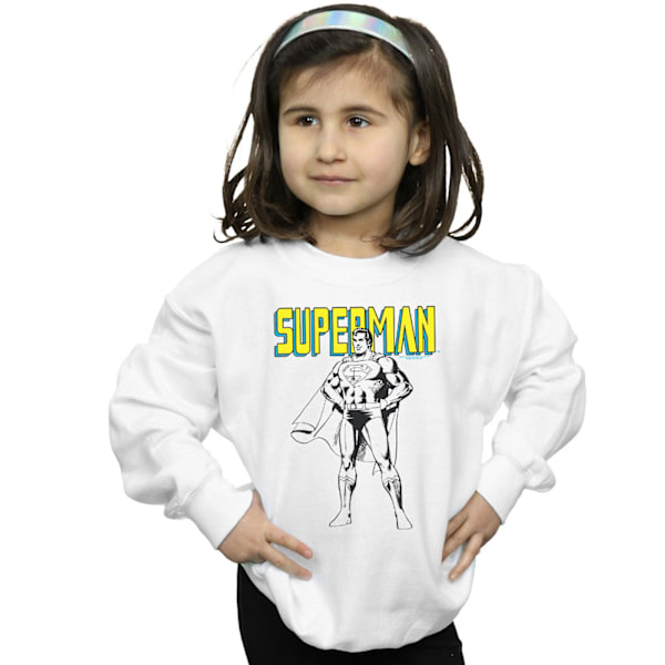 DC Comics Girls Superman Mono Action Pose Sweatshirt 5-6 år White 5-6 Years