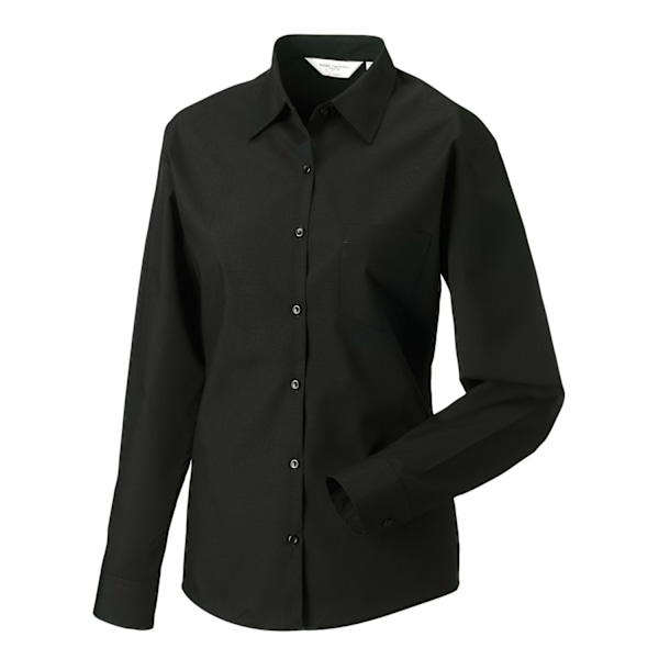 Russell Collection Dam/Damer Poplin Lätt-Skötsel Långärmad Black XXL