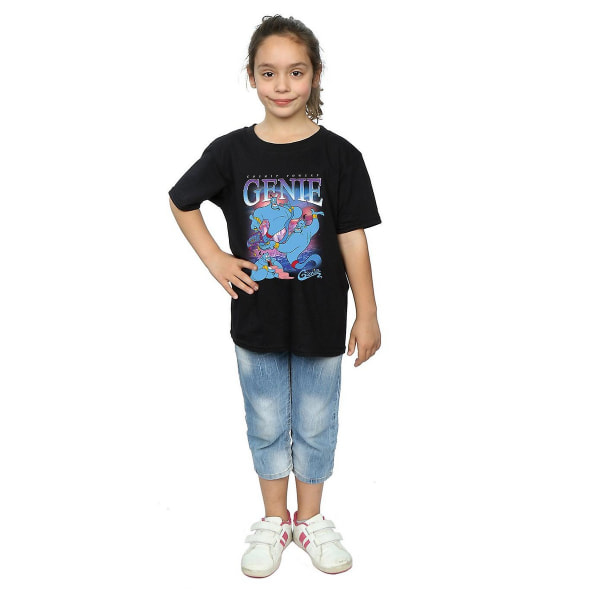 Aladdin Girls Genie Montage bomull T-shirt 7-8 år svart Black 7-8 Years