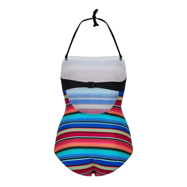 Zoggs Dam Mexicali Randig Axelbandslös Baddräkt i Ett Stycke Multicoloured 12 UK