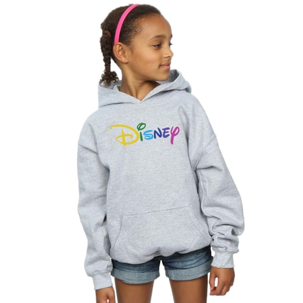 Disney Girls Colour Logo Hoodie 12-13 år Sports Grey Sports Grey 12-13 Years