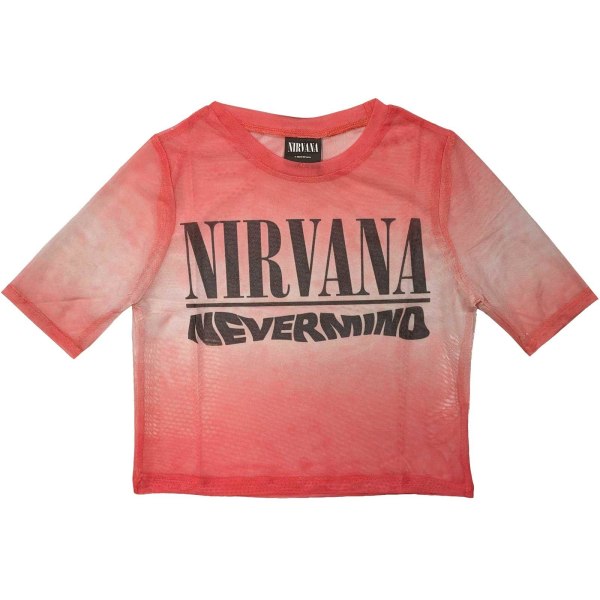 Nirvana Dam/Dam Nevermind Wavy Mesh Logotyp Crop Top S Röd/W Red/White S