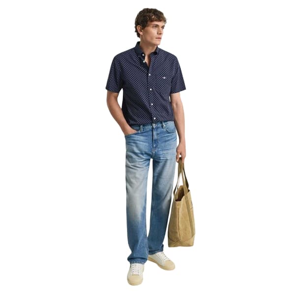 Gant Herr Mönstrad Regular Skjorta M Evening Blue Evening Blue M