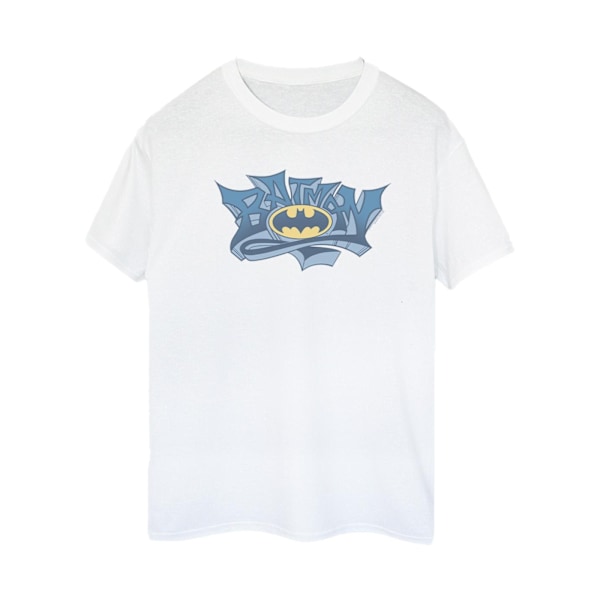 DC Comics Dam/Kvinnor Batman Graffiti Logo Bomull Boyfriend T-shirt White XL