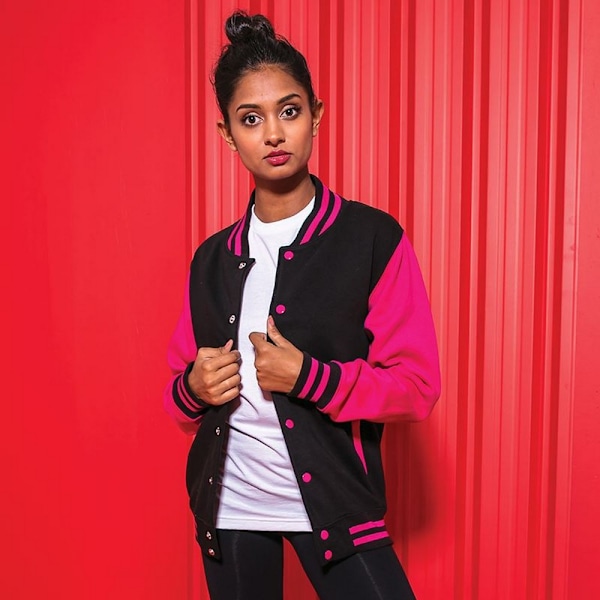 Awdis Unisex Varsity Jacka XS Jet Black/Hot Pink Jet Black/Hot Pink XS