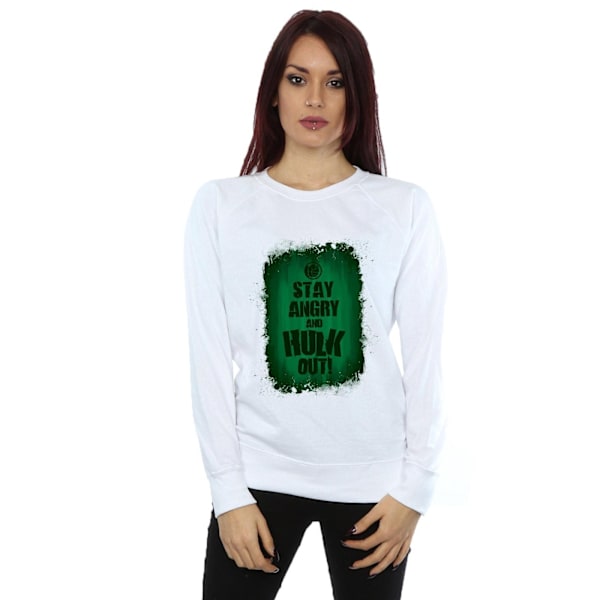 Marvel Womens/Ladies Hulk Stay Angry Sweatshirt XXL Vit White XXL