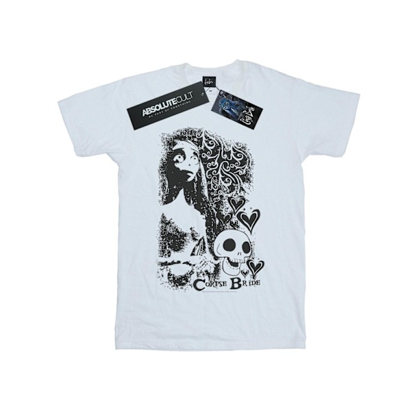 Corpse Bride Flickor Skallelogotyp Bomull T-shirt 12-13 År Vit White 12-13 Years