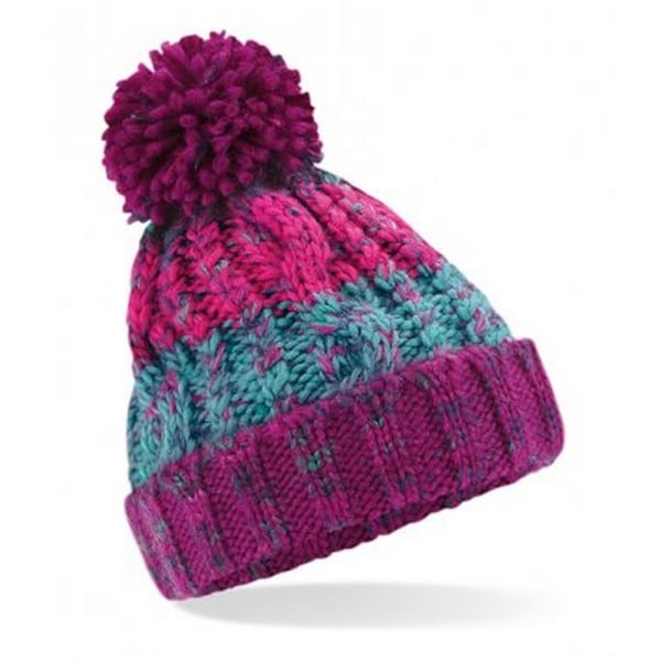 Beechfield Junior Corkscrew Pom Pom Beanie One Size Winter Berr Winter Berries One Size