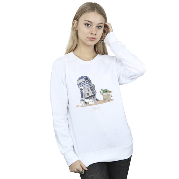 Star Wars Dam/Damer The Mandalorian R2D2 Och Grogu Sweatshirt White XL