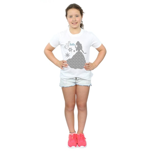 Disney Princess Girls Belle Jul Silhouette Bomull T-shirt White 9-11 Years