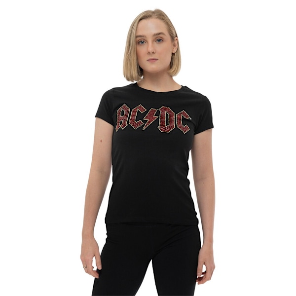 AC/DC Dam/Kvinna Utsmyckad Logotyp T-shirt L Svart Black L