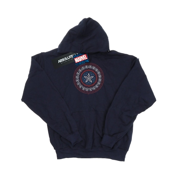 Marvel Herr Captain America Ornamental Shield Hoodie 5XL Marinblå B Navy Blue 5XL