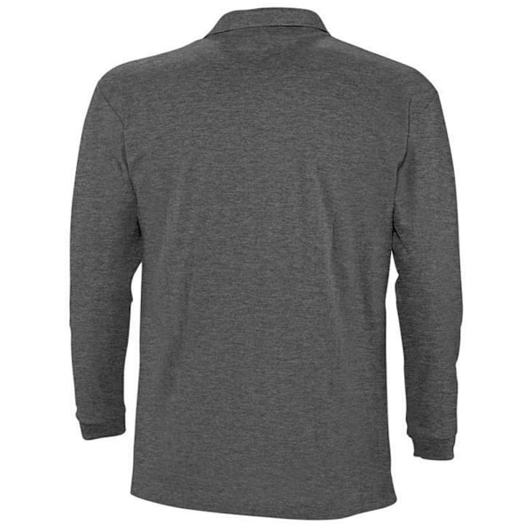SOLS Herr Winter II Långärmad Pique Bomull Polotröja XL Char Charcoal Marl XL