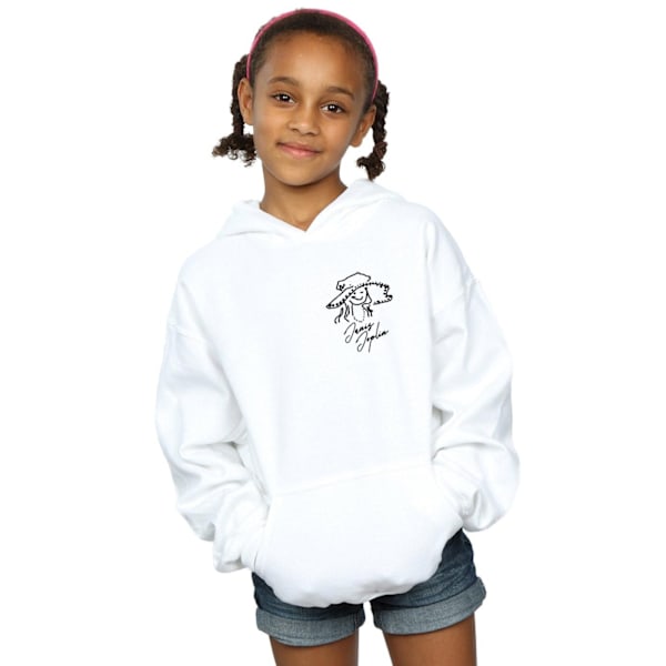 Janis Joplin Girls Outline Sketched Hoodie 12-13 år Vit White 12-13 Years