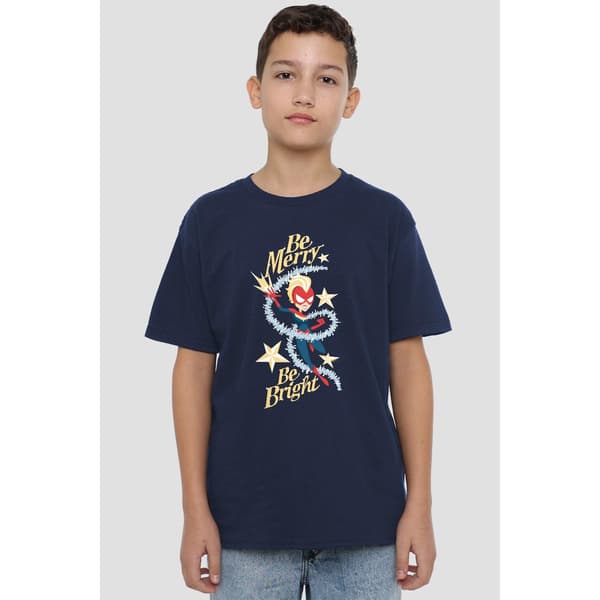 Captain Marvel Barn/Barn Be Merry Be Bright T-Shirt 7-8 År Navy 7-8 Years