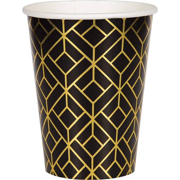 Creative Party Paper Geometric Disposable Cup (Pack of 8) One S Black/Gold/White One Size