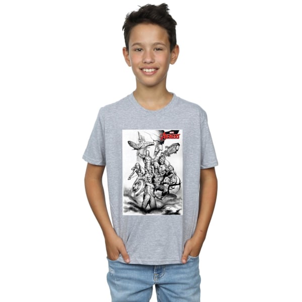 Marvel Boys Avengers Assemble Team Sketch T-shirt 7-8 år Spo Sports Grey 7-8 Years
