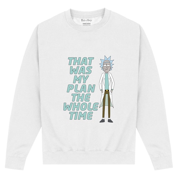 Rick And Morty Unisex Vuxen Min Plan Sweatshirt XXL Vit White XXL